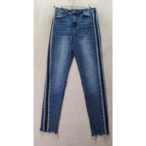 KanCan Jeans Women's‎ Size 27 Blue Denim Cotton Pockets Flat Front Straight Leg - Picture 1 of 11